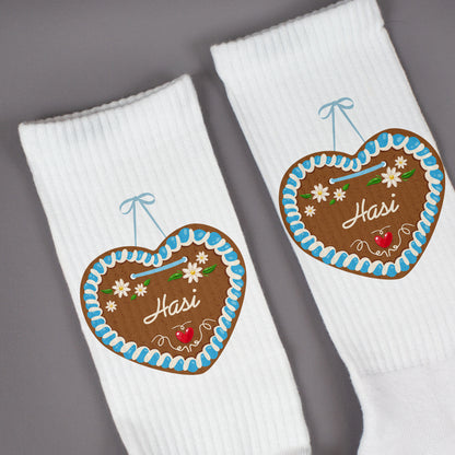 Socken mit Lebkuchenherz & Name personalisiert | Volksfest Socken als  Geschenk für Frauen & Männer