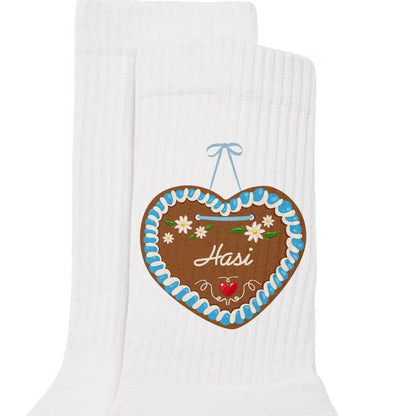 Socken mit Lebkuchenherz & Name personalisiert | Volksfest Socken als  Geschenk für Frauen & Männer