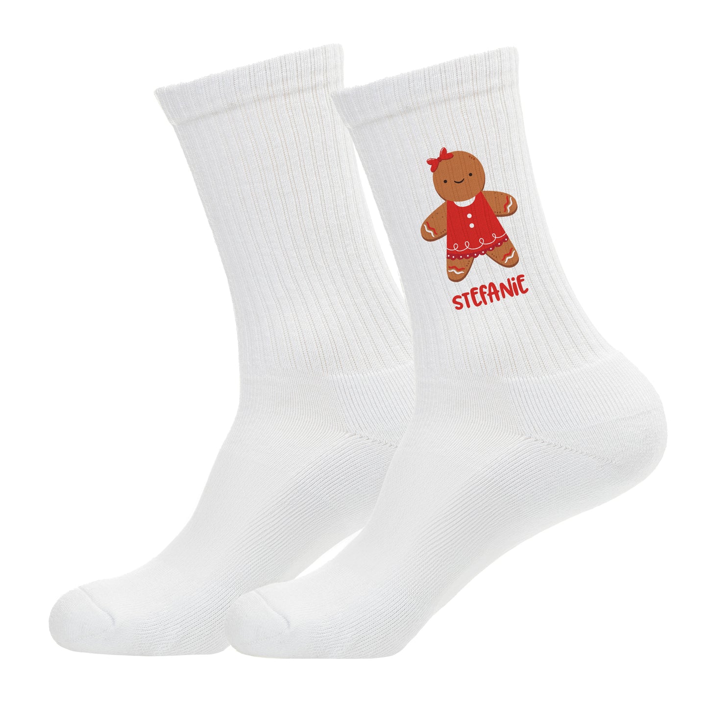 Personalisierte Socken mit Lebkuchenfrau & Lebkuchenmann | Lustiges Weihnachtsgeschenk mit Name