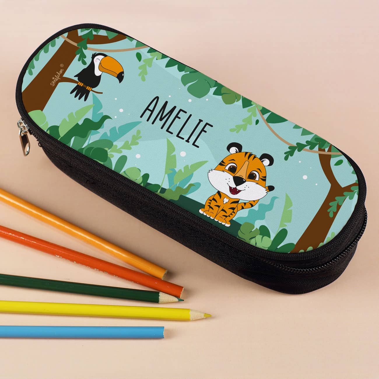 Dschungel Stiftebox mit Name personalisiert
