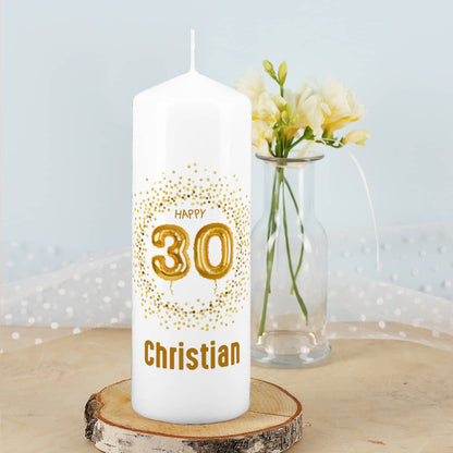 Geburtstags-Kerze mit Name bedruckt zum 30. Geburtstag –
