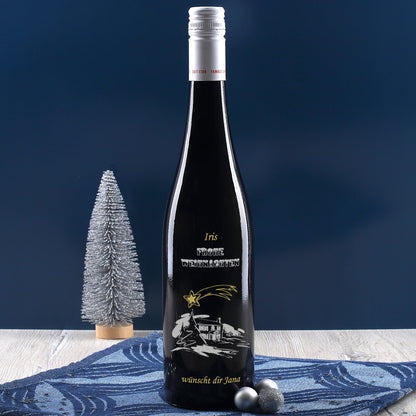 Persönliche Weinflasche zu Weihnachten mit Gravur