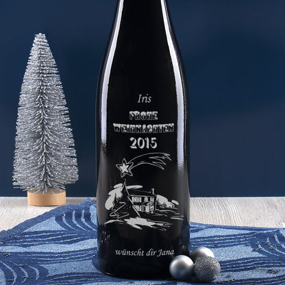 Persönliche Weinflasche zu Weihnachten mit Gravur
