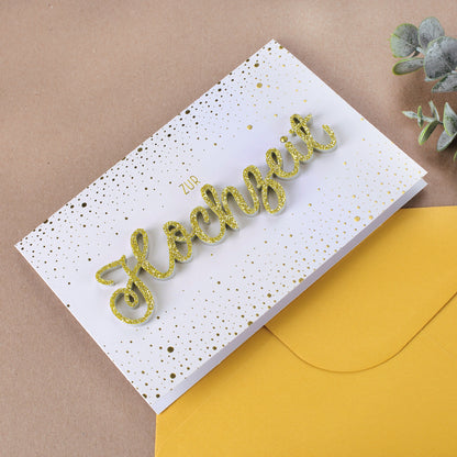 Glückwunschkarte zur Hochzeit mit goldenem 3D Schriftzug