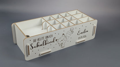 Personalisierte clipfritz Stiftebox aus Holz mit Name | Schreibtisch Organizer als Geschenk
