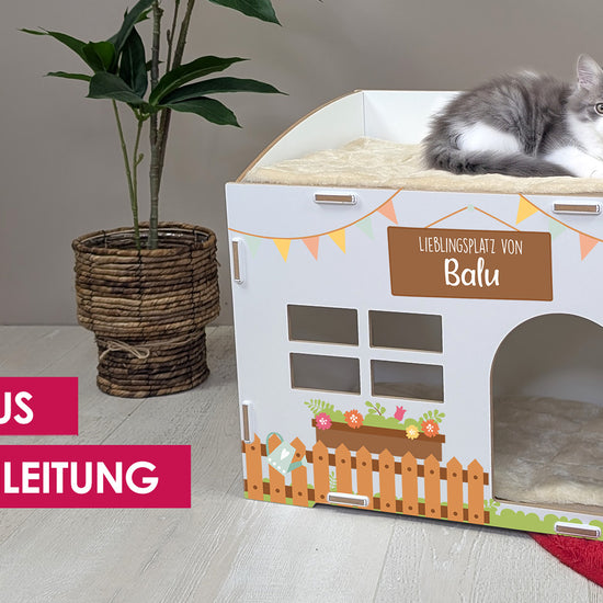 Aufbauanleitung für das personalisierte Katzenhaus Ava