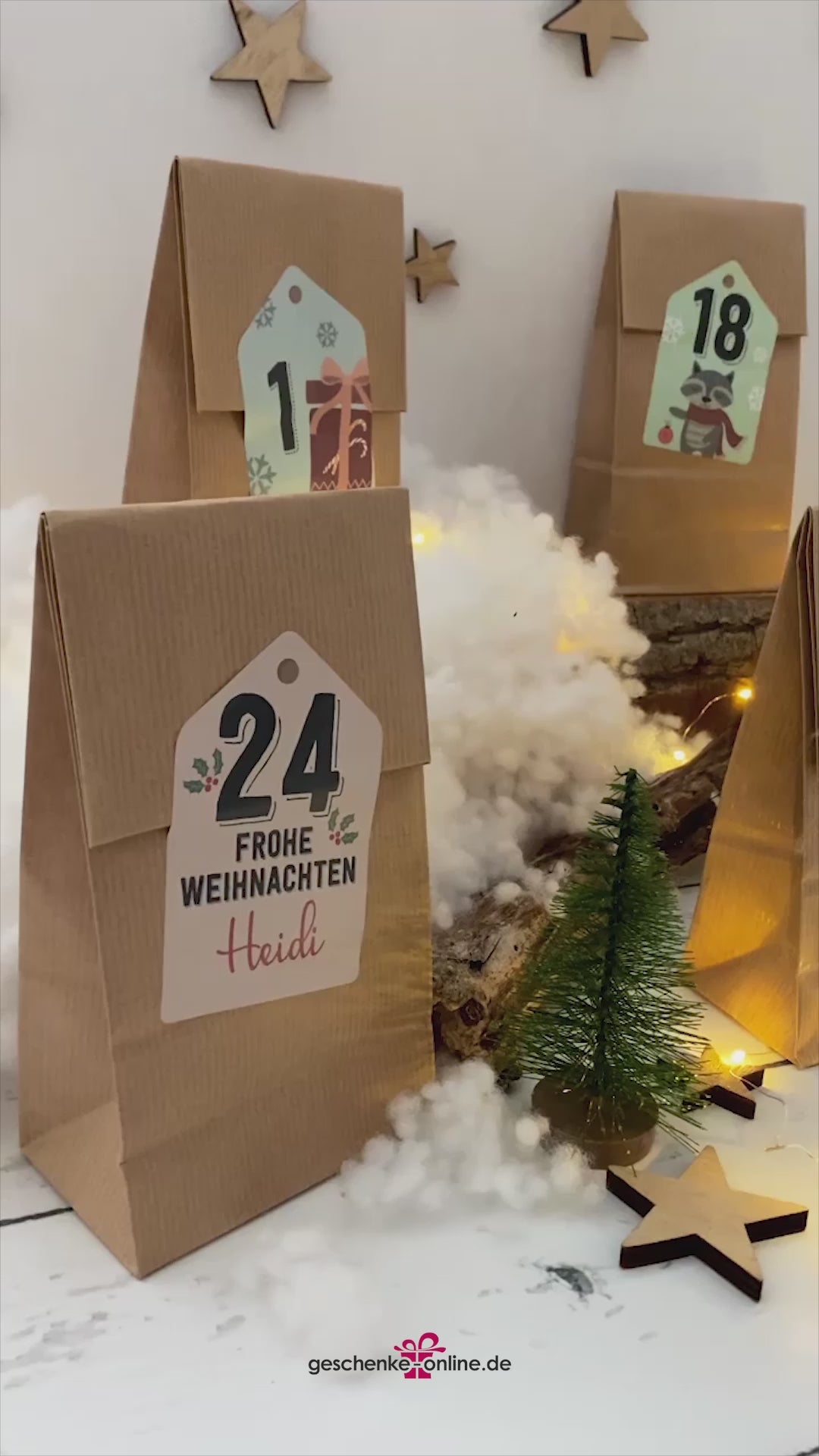 DIY Adventskalender 24 Tüten und Aufkleber
