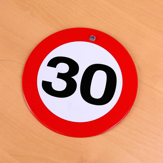 rundes Metallschild zum 30. Geburtstag