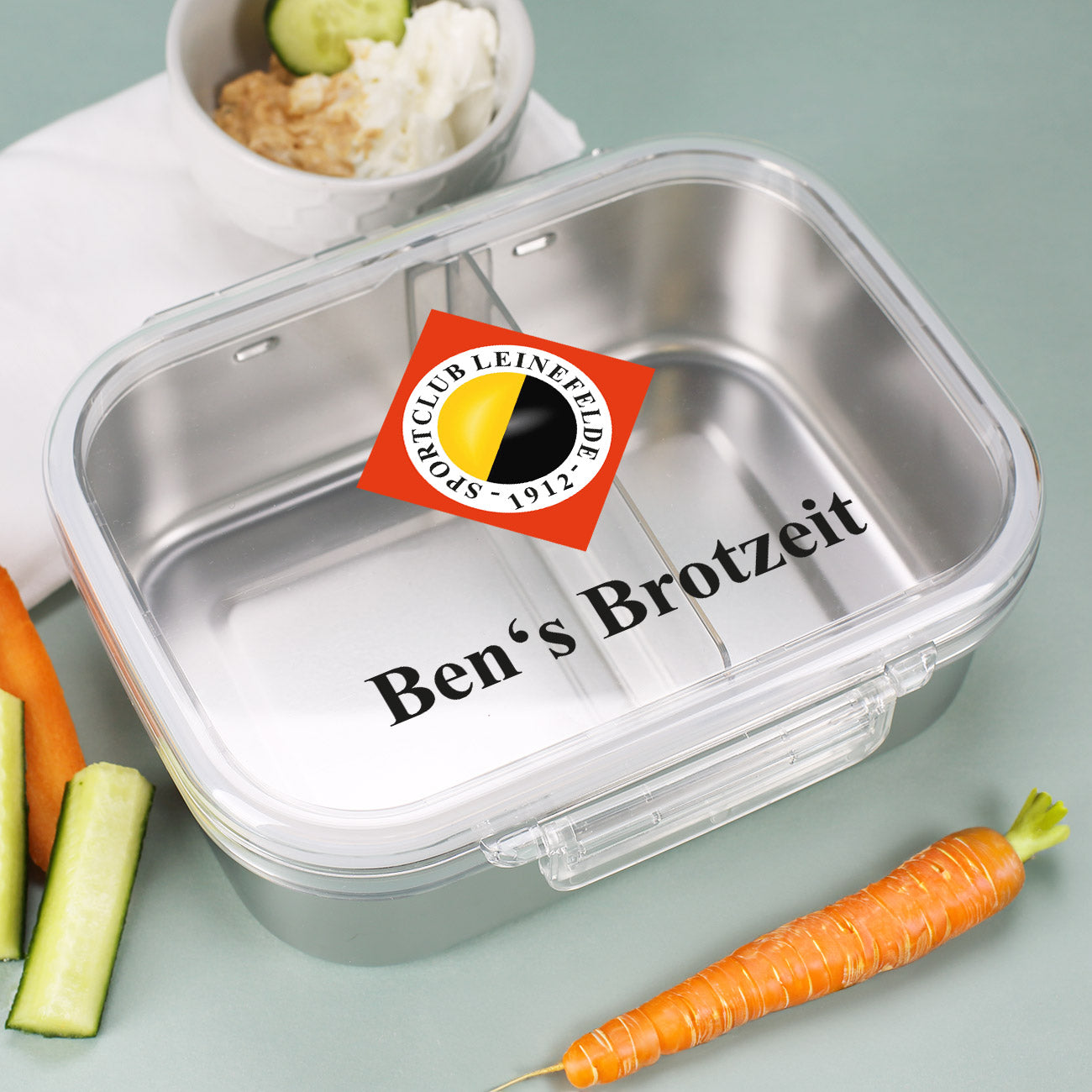 Brotdose mit SC Leinefelde Logo und Wunschzeile