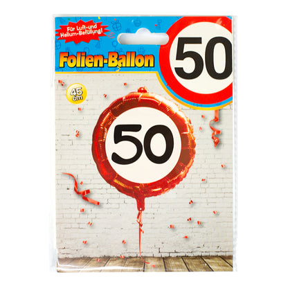 Folienballon Verkehrsschild 50 | Luftballon zum 50. Geburtstag