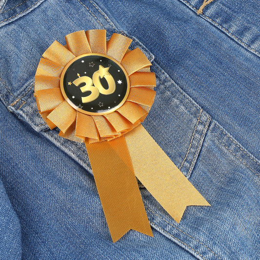 Rosette in gold zum 30. Geburtstag