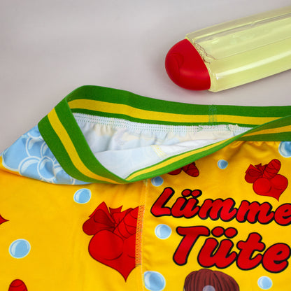 Bund der Boxershort Lümmeltüte in Grün-Gelb mit Detailansicht