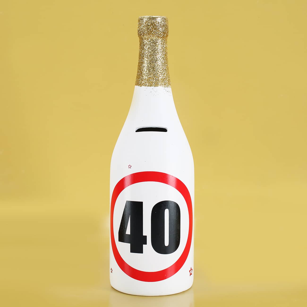 Sparflasche zum 40. Geburtstag mit Verkehrszeichen als Motiv