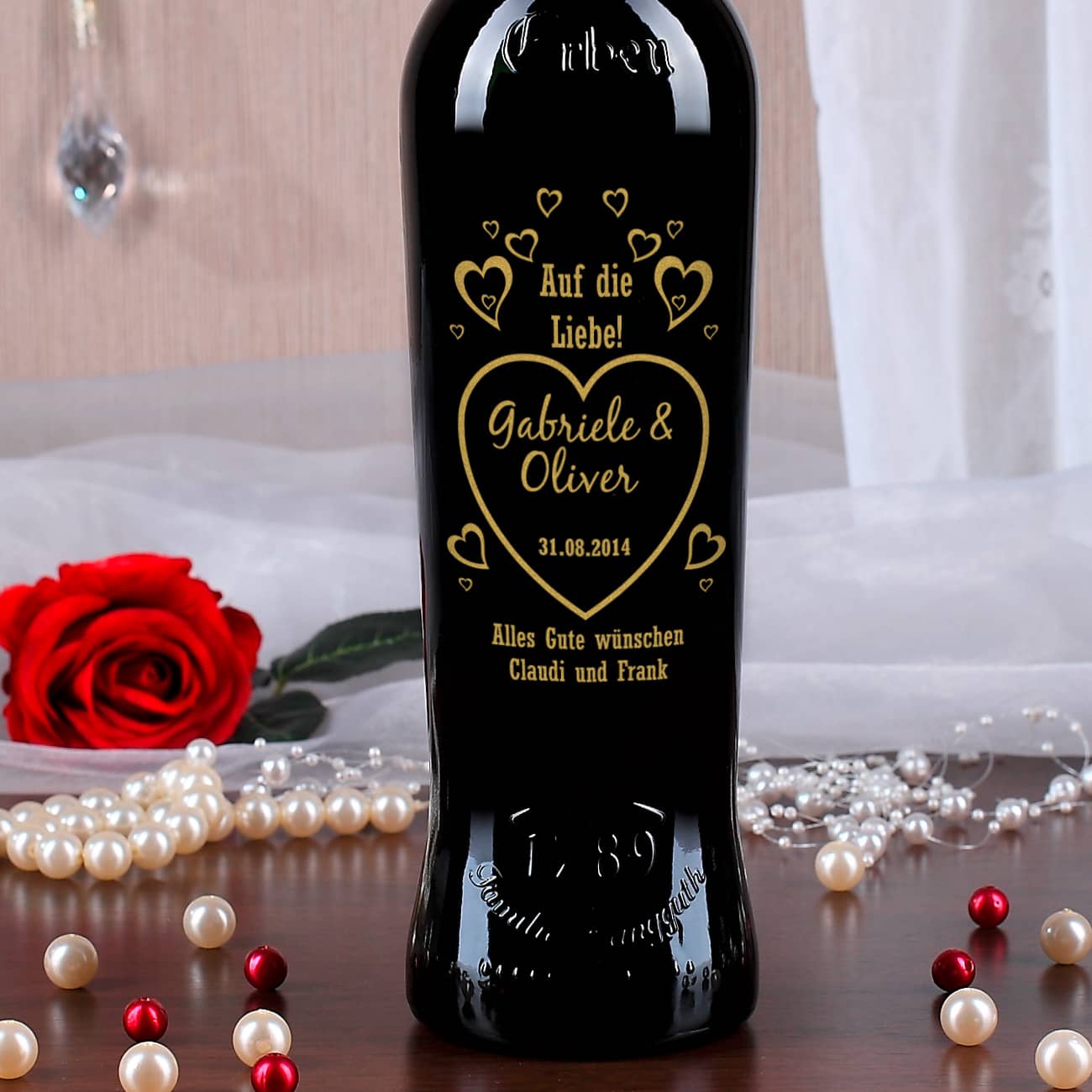 Herzlichen Glückwunsch personalisiert Weinflasche PHOTO Label