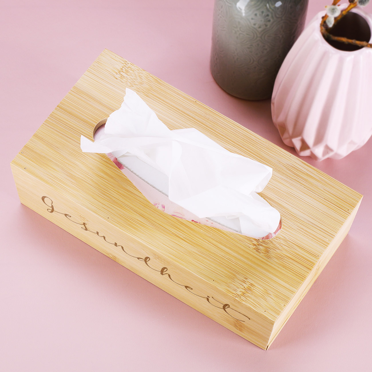 Taschentuchbox aus Bambus mit Ihrer Wunschgravur