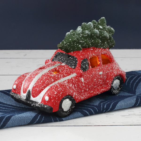 Led Weihnachtsauto In Rot Mit Tannenbaum